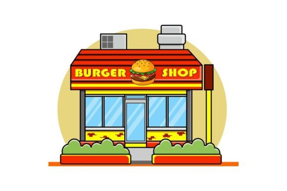 Burger Shop and Inviting Restaurant Icon for Local Branding