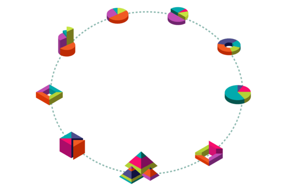 Business Statistics Concept Round Frame for Branding and Design