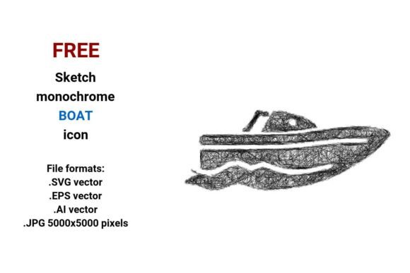FREE Sketch Boat Icon for Graphics and Freebies