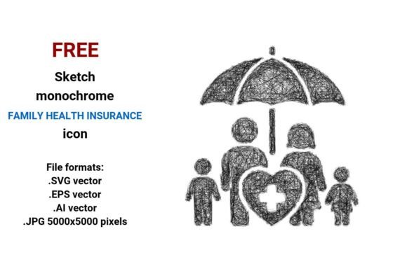 FREE Sketch Family Health Insurance Icon for Branding and Graphics