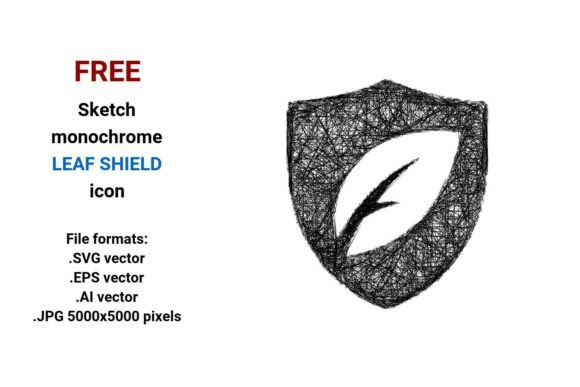 FREE Sketch Leaf Shield Icon for Graphics and Freebies
