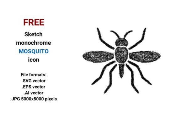 FREE Sketch Mosquito Icon for Graphics and Freebies