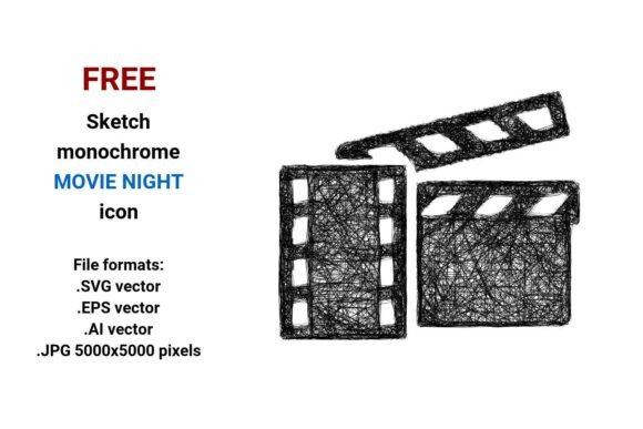 FREE Sketch Movie Night Icon for Graphics and Freebies