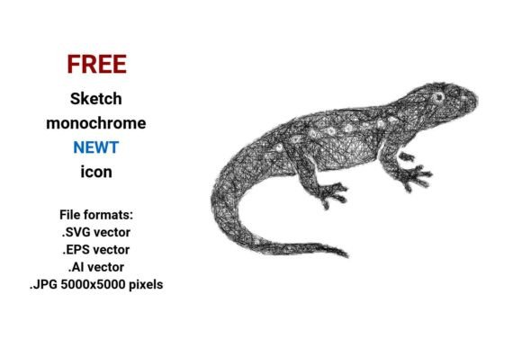 FREE Sketch Newt Icon for Crafting and Graphics