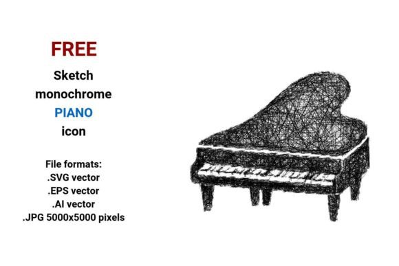 FREE Sketch Piano Icon for Graphics and Freebies