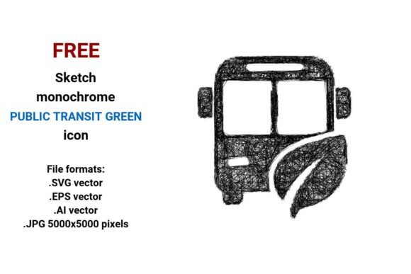 FREE Sketch Public Transit Green Icon for Graphics and Freebies
