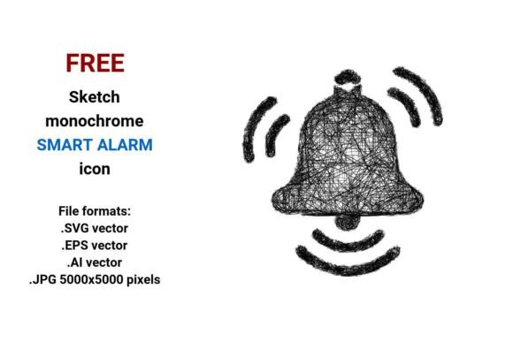 FREE Sketch Smart Alarm Icon for Graphics and Freebies