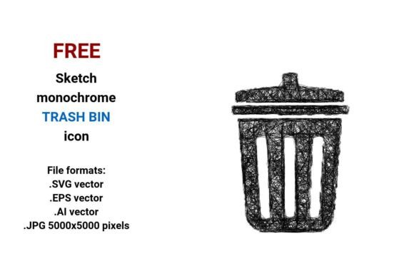 FREE Sketch Trash Bin Icon for Graphics and Freebies