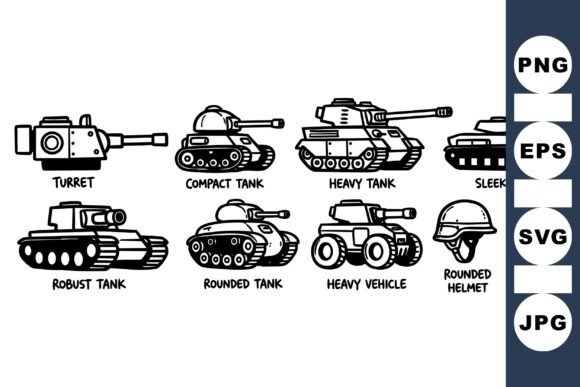 Military Tank Vector Set for Graphics and Crafts