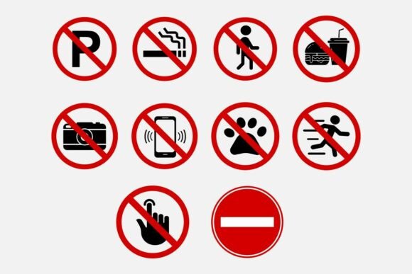 Prohibition Signs Elements Collection for Branding and Design