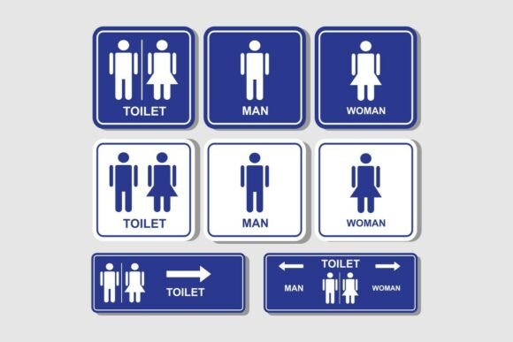 Toilet Restroom Signage Stickers for Branding and Design