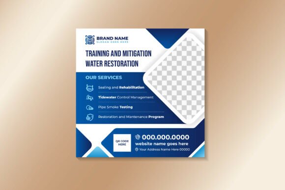 Training and Mitigation Square Banner for Print Templates and Graphics